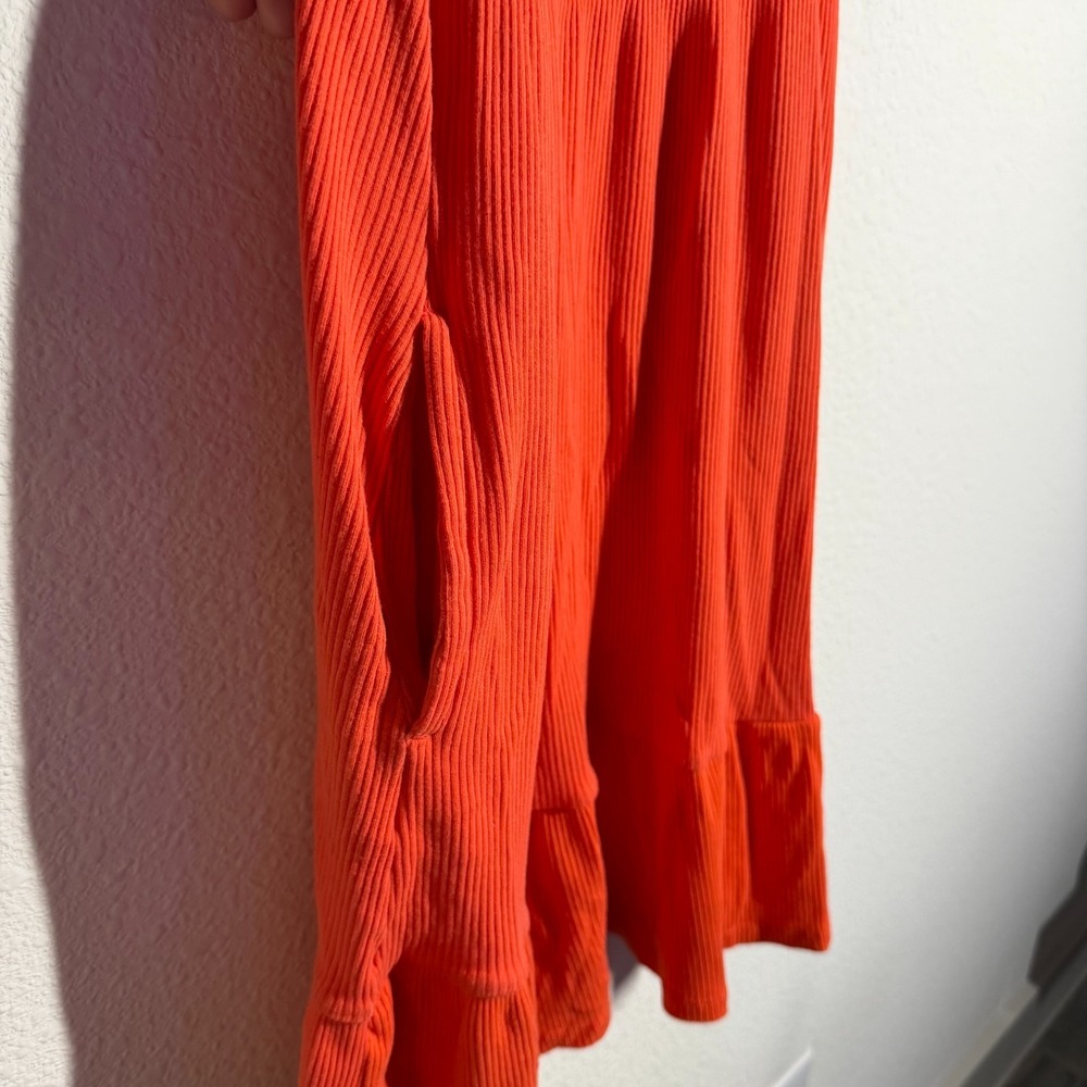 Old Navy Fit & Flare Dress Girls XL 14-16 Orange Ribbed Knit Casual Sleeveless - Picture 5 of 9
